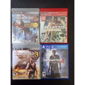 Sony PlayStation 3 PS3 Uncharted 1 2 3 Trilogy Plus PS4 Uncharted 4: Thief's End